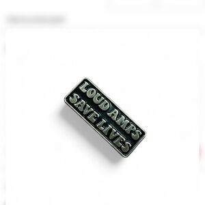 Black and White 'Loud Amps Save Lives’ enamel pin